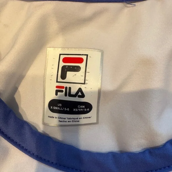 Fila White and Blue Tennis Outfit Girls size XS (5-6)